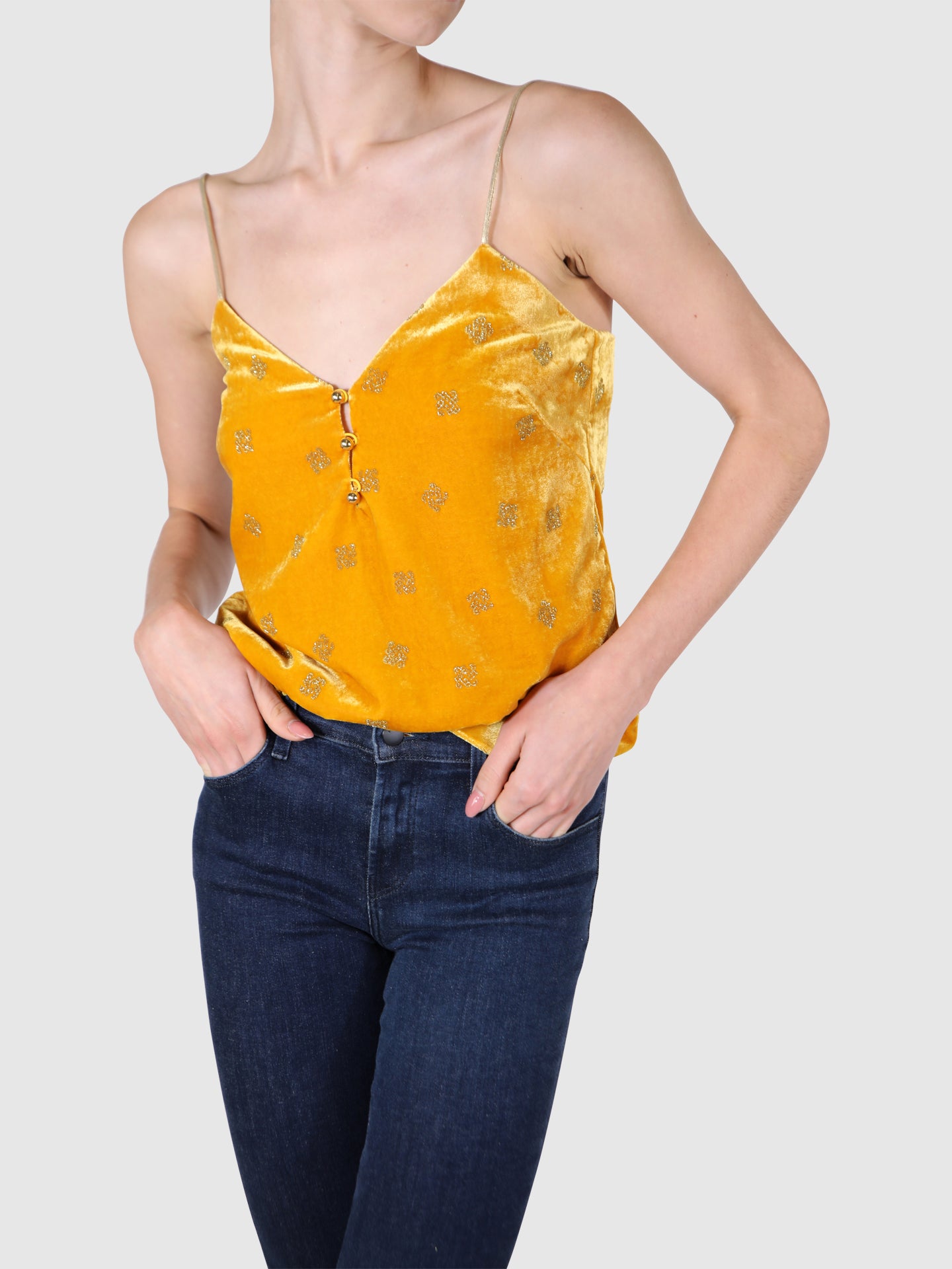 Pinko Top Veludo Amarelo