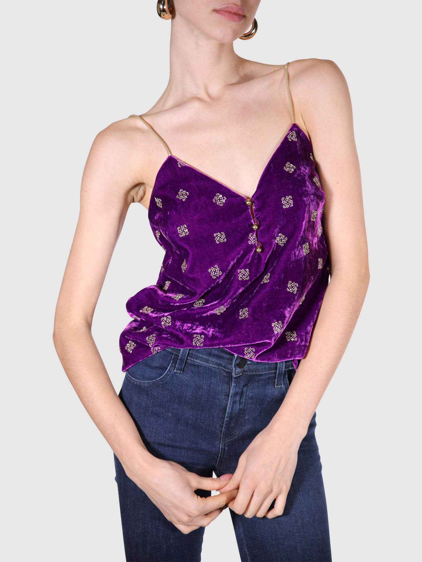 Pinko Top Veludo Roxo