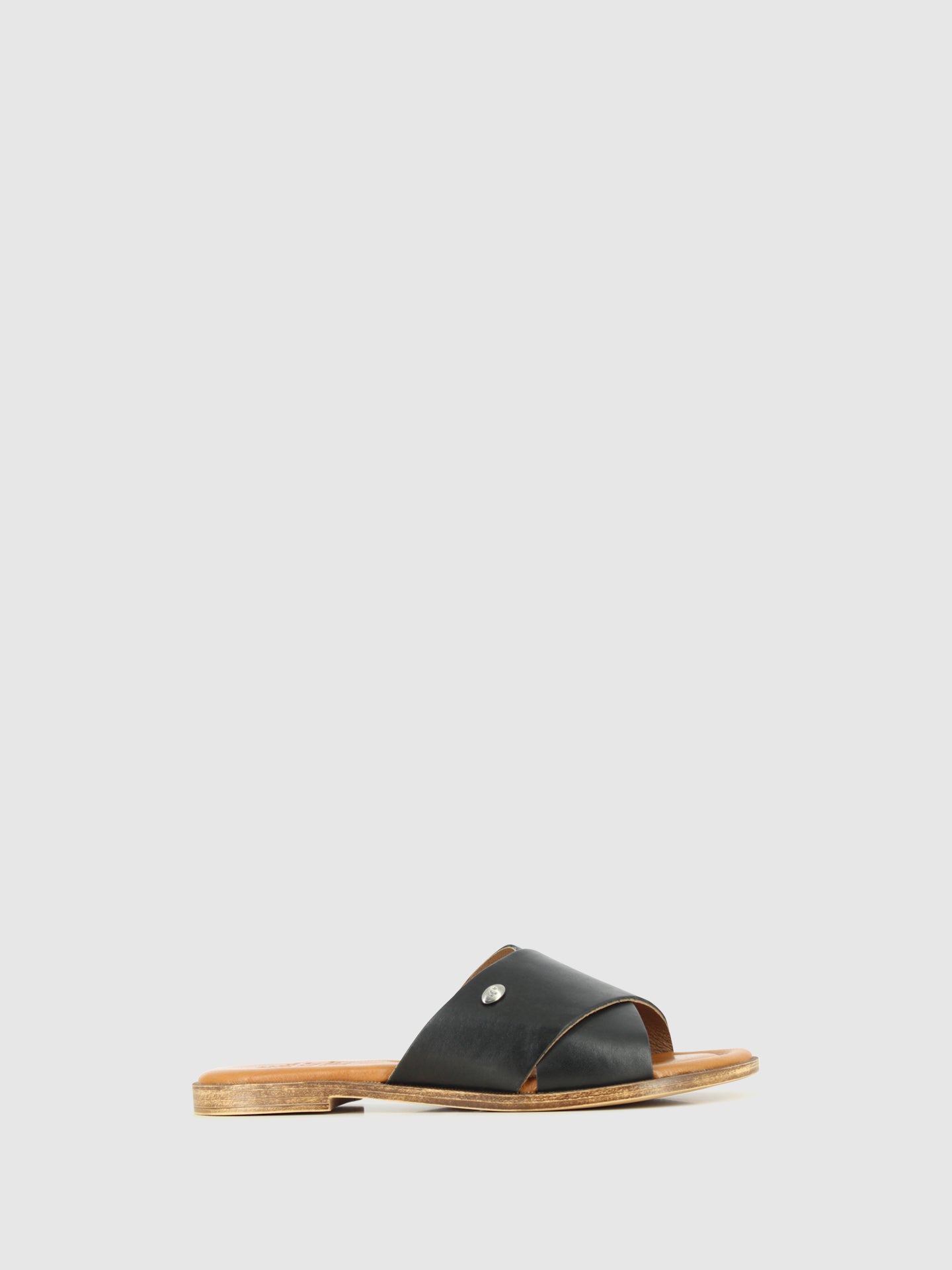 DRAKART Sandálias Slip-on em Pele Preta