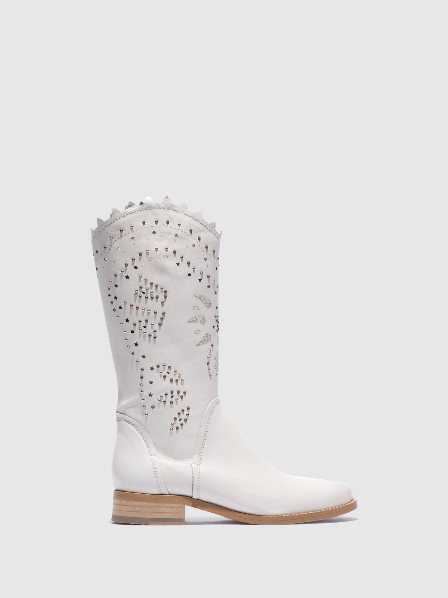 Foreva Botas com Ponta Redonda em Branco Cru