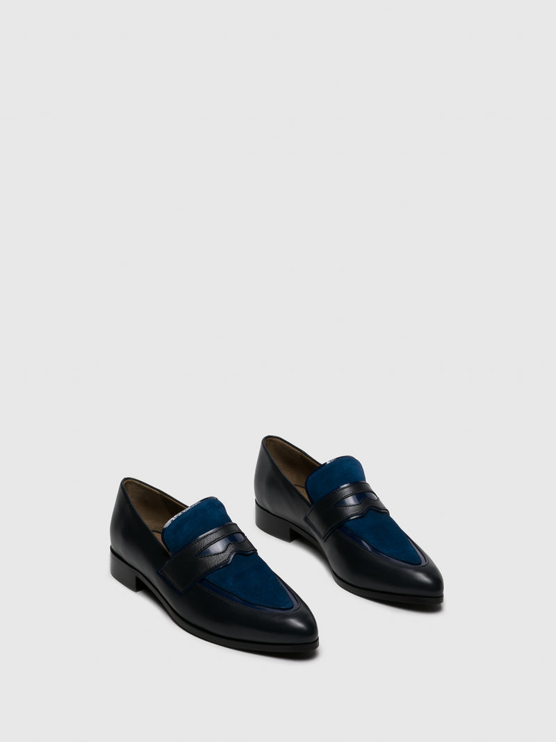 JJ Heitor Loafers Pontiagudas em Preto e Azul