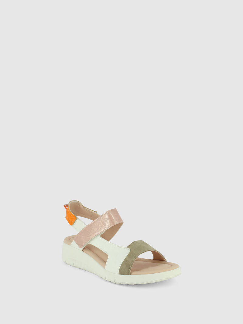 Jose Saenz Sandálias com Velcro em Branco Cru