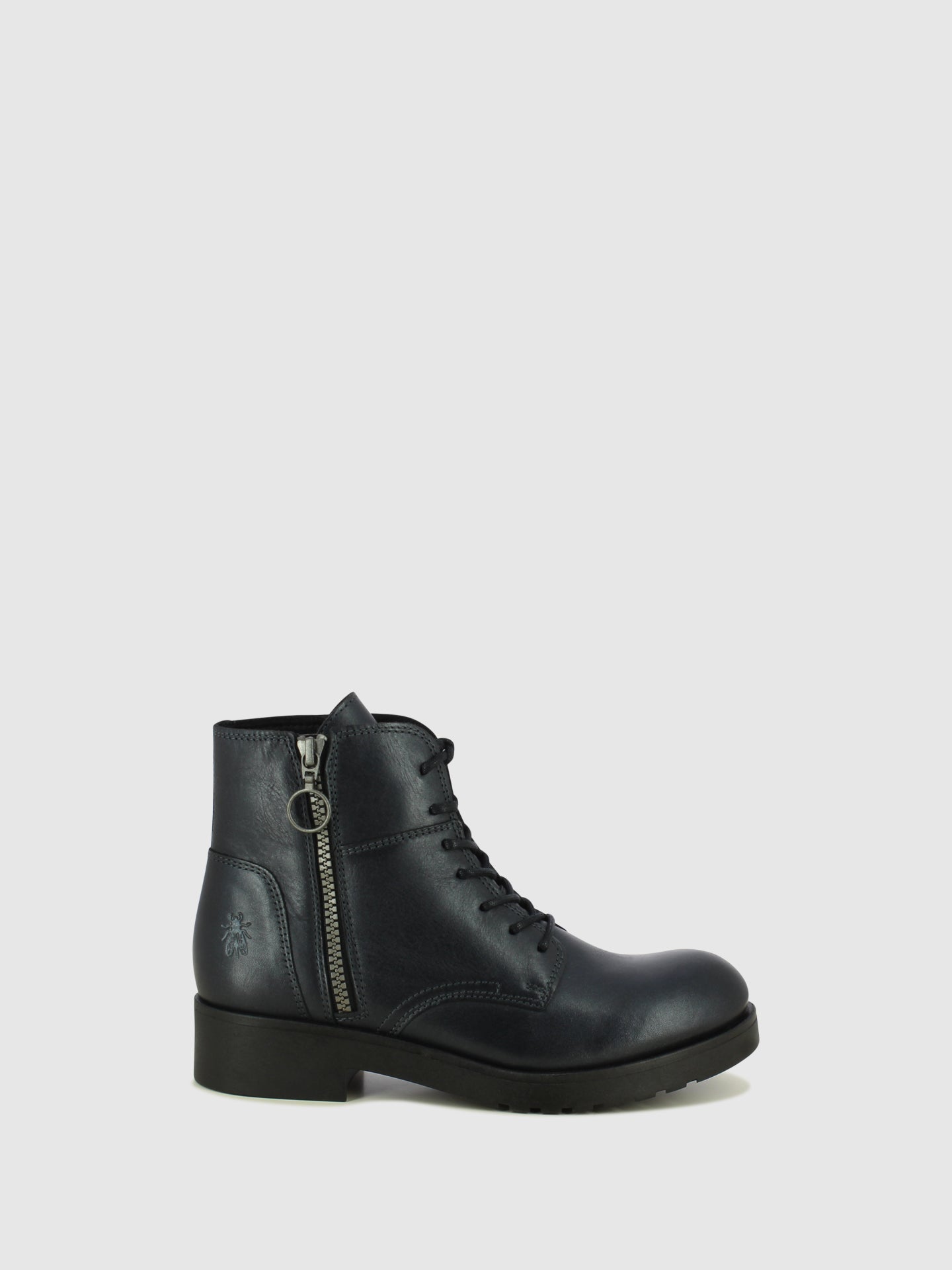 Fly London Botins com Atacadores em Pele Preta