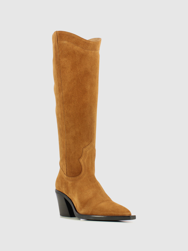 Sofia Costa Botas com Fecho em Cognac