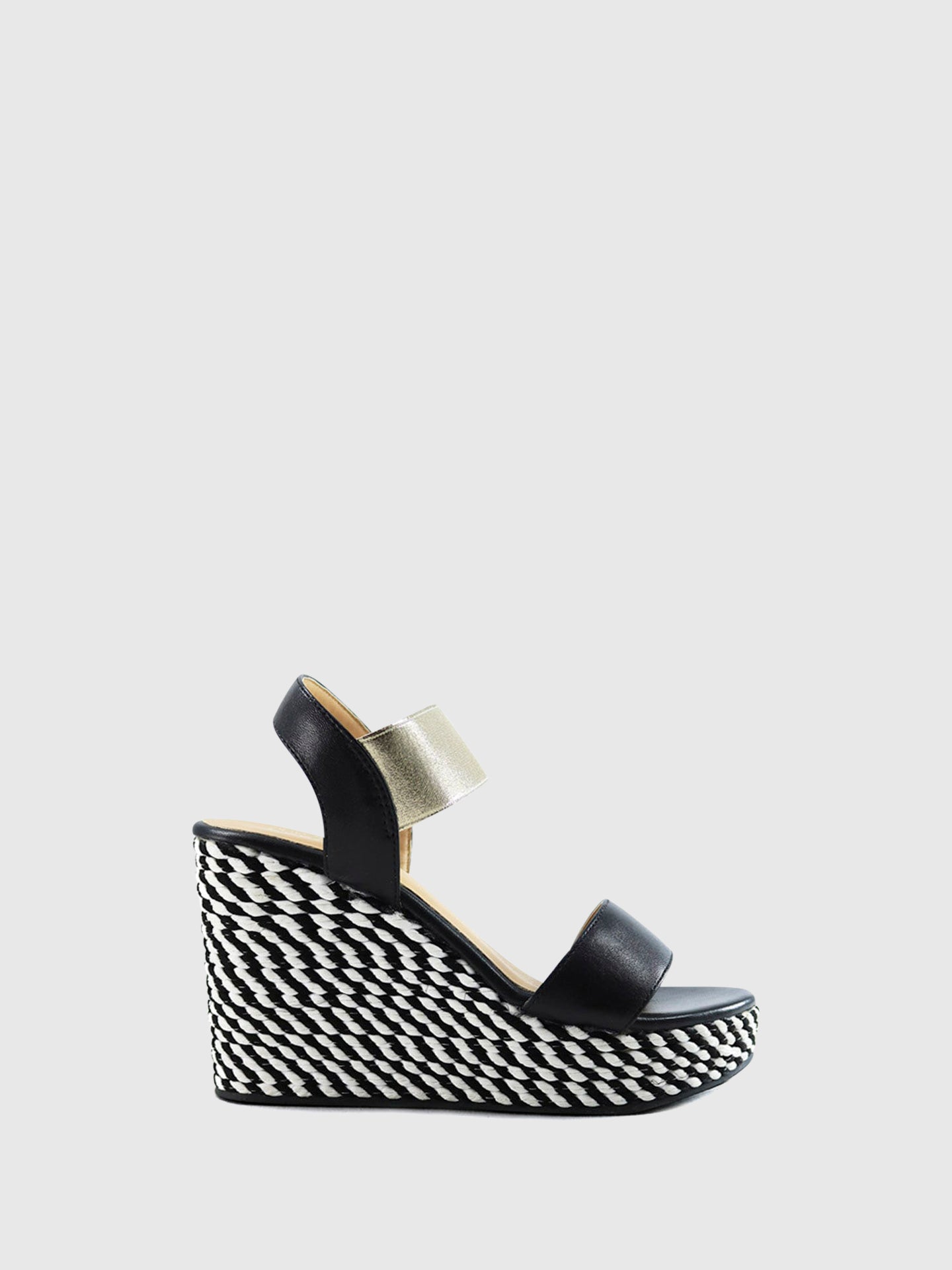 PARODI SHOES Sandálias de Cunha 53/1884NERO/ORO Gold