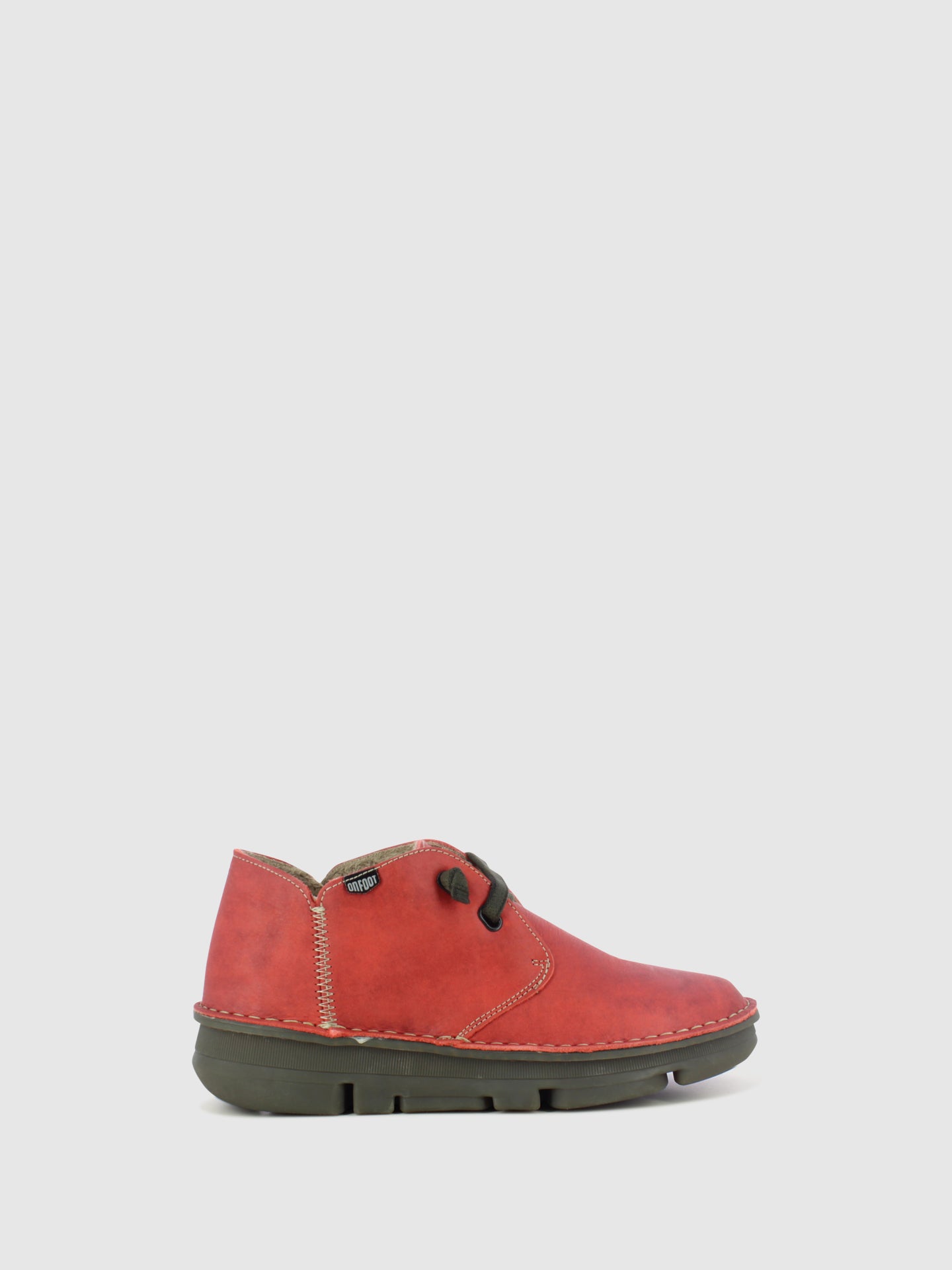 On Foot Botins com Ponta Redonda em Vermelho