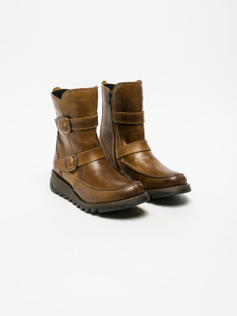 Fly London Botins com Fecho em Camel