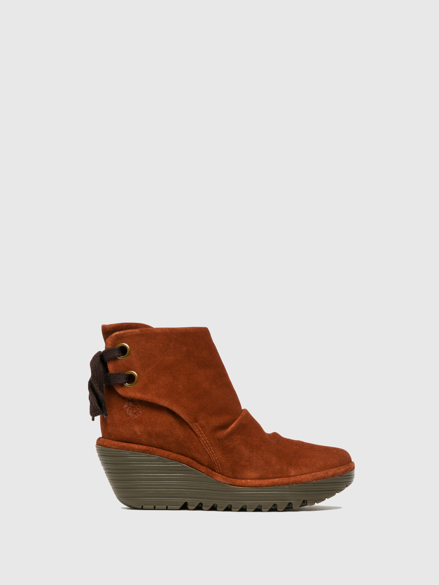 Fly London Botins de Cunha em Cor-de-Tijolo