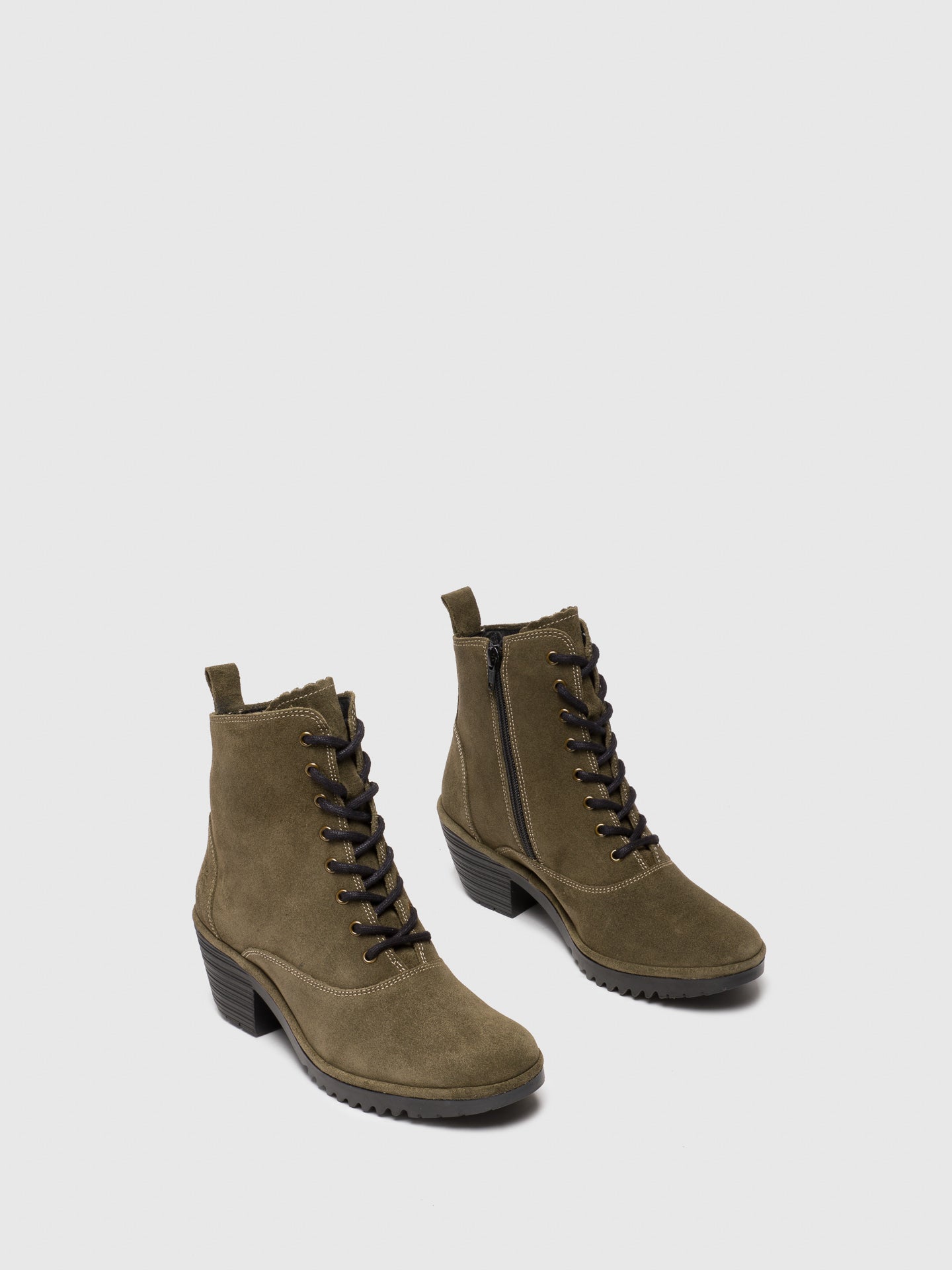 Fly London Botins com Atacadores em Verde Oliva