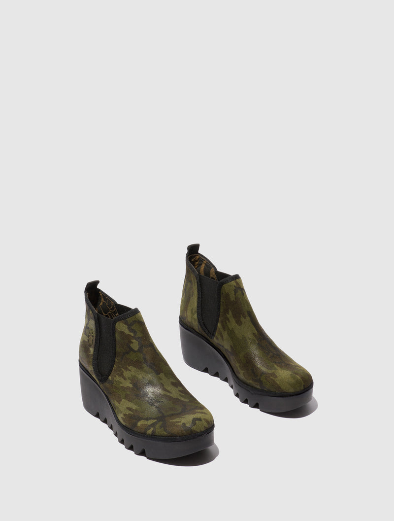 Fly London Botins Chelsea BYNE349FLY CAMOUFLAGE MILITARY GREEN