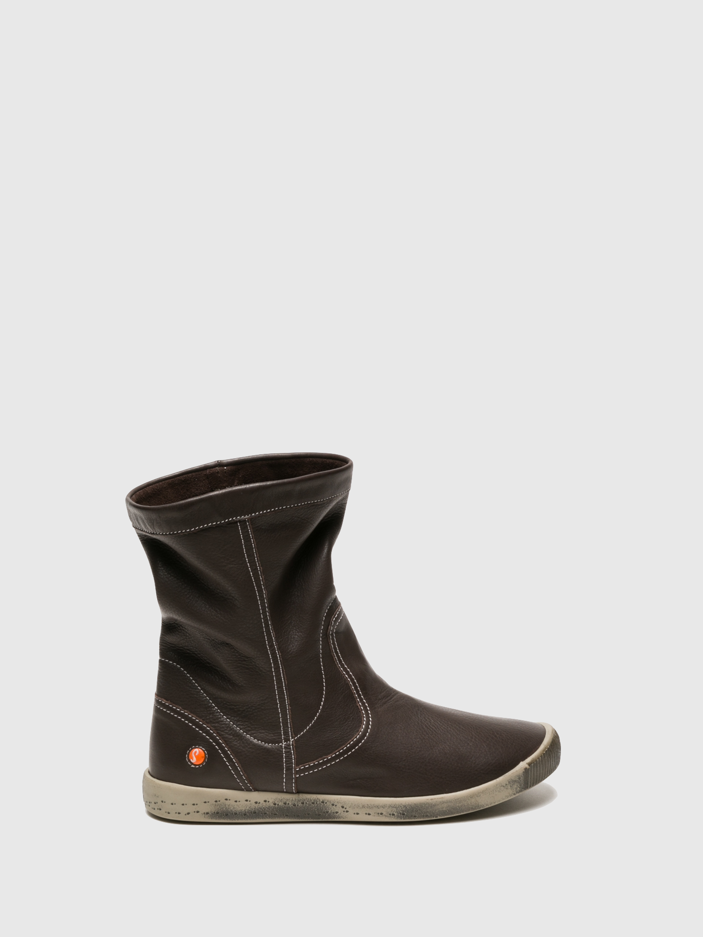 Softinos Botins com Ponta Redonda em Castanho