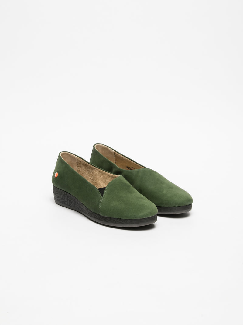 Softinos Sapatos com Cunha em Verde Escuro