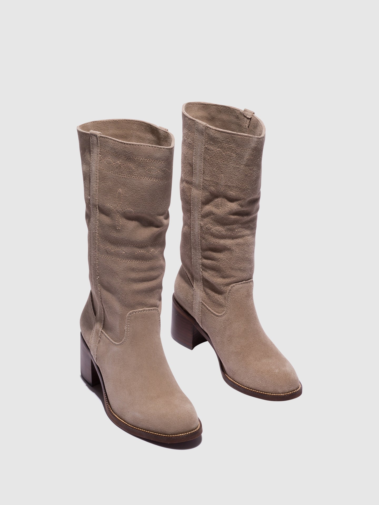 Top3 Botas com Ponta Redonda em Taupe